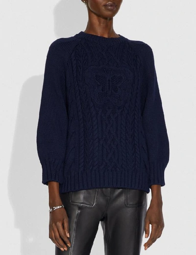 Shop Coach Butterfly Aran Sweater - Women's In Navy