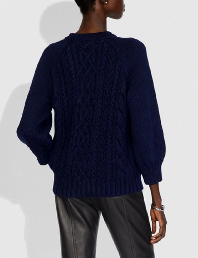 Shop Coach Butterfly Aran Sweater - Women's In Navy