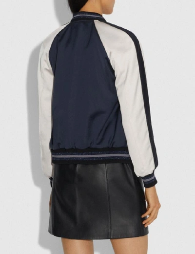 Shop Coach Rexy By Zhu Jingyi Reversible Varsity Jacket - Women's In Navy/khaki