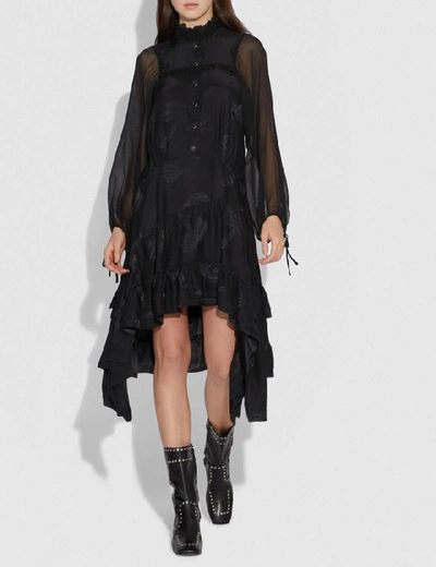 Shop Coach Palm Tree Print Jacquard Dress In Color<lsn_delimiter>black