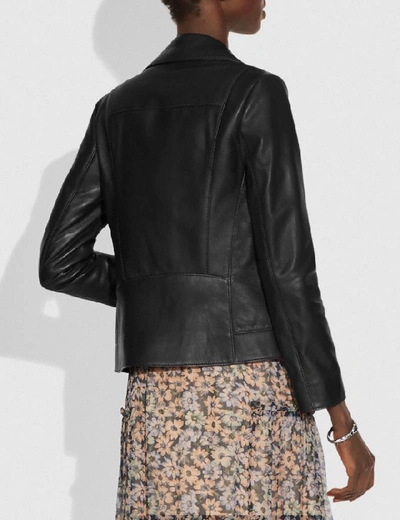 Shop Coach Leather Moto Jacket - Women's In Black