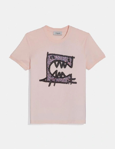 Shop Coach Rexy By Guang Yu Short Sleeve T-shirt In Blush Pink