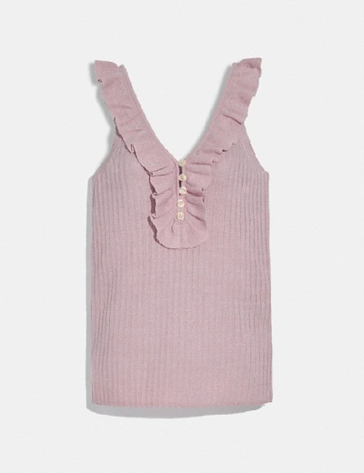 Shop Coach Ruffle Tank Sweater - Women's In Pink