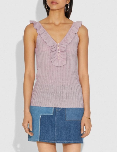 Shop Coach Ruffle Tank Sweater - Women's In Pink