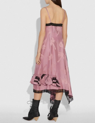 Shop Coach Palm Tree Print Jacquard Slip Dress - Women's In Pink