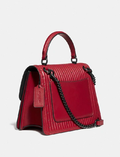 Shop Coach Parker Top Handle With Quilting And Rivets - Women's In Red Apple/pewter