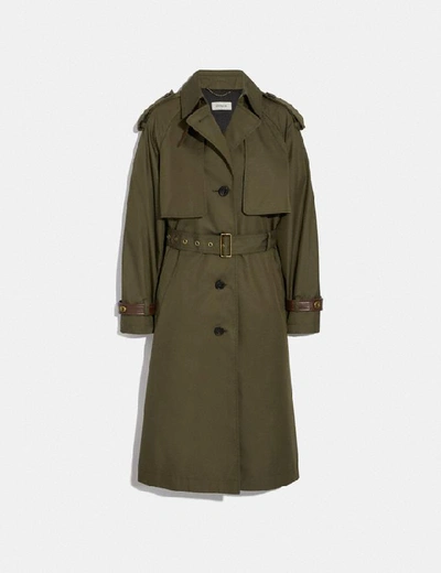 Shop Coach Cotton Trench Coat - Women's In Military Green