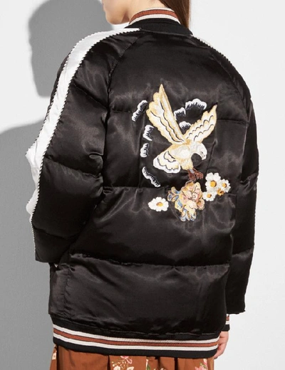 Shop Coach Eagle Souvenir Puffer Coat In Black