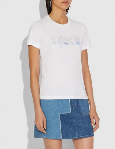 Shop Coach Embroidered Shrunken T-shirt In Optic White