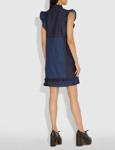Shop Coach Denim Patchwork Dress With Broderie Anglaise - Women's