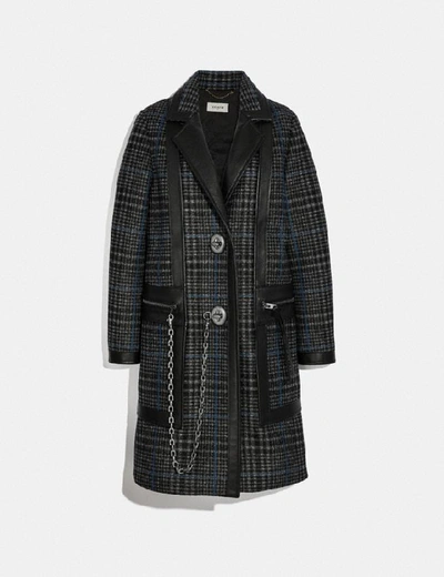 Coach wool coat sales with leather detail