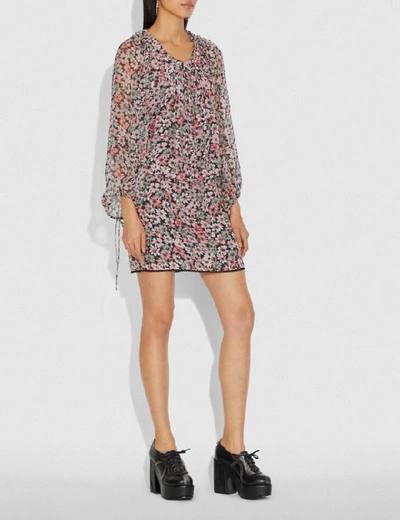 Shop Coach Lacey Dress With Billowy Sleeves - Women's In Black/pink