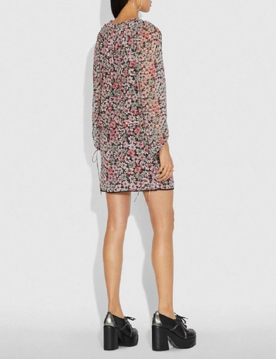 Shop Coach Lacey Dress With Billowy Sleeves - Women's In Black/pink