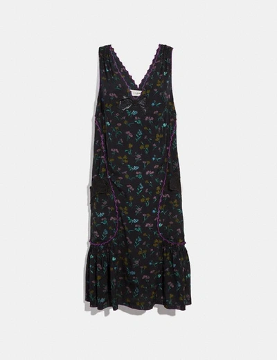 Shop Coach Wildflower Print Bow Dress - Women's In Black Multi