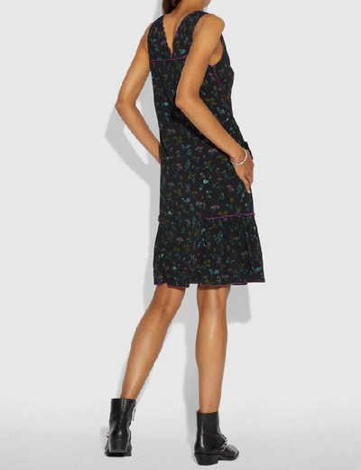 Shop Coach Wildflower Print Bow Dress - Women's In Black Multi