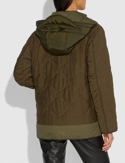 Shop Coach Quilted Military Coat - Women's In Green
