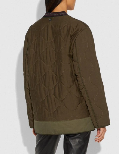 Shop Coach Quilted Military Coat - Women's In Green