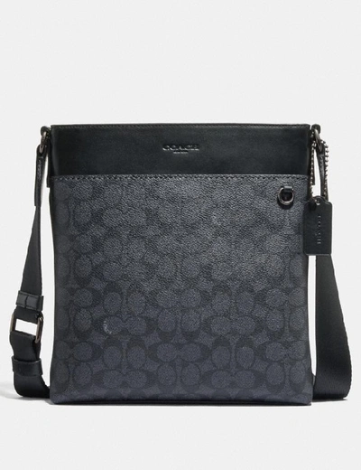 Shop Coach Metropolitan Slim Messenger In Signature Canvas - Men's In Charcoal/black Antique Nickel