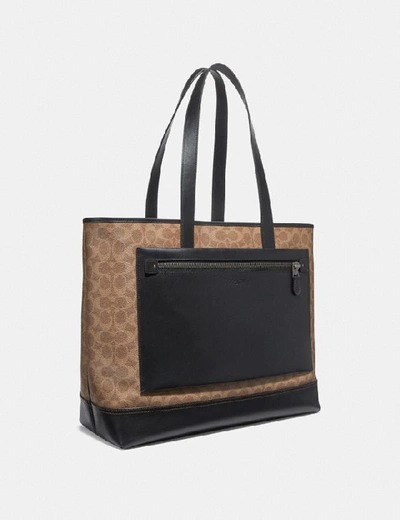 Shop Coach Academy Travel Tote In Signature Canvas In Ji/black/khaki