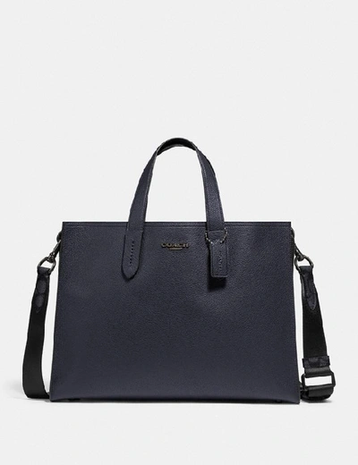 Shop Coach Charlie Brief With Signature Canvas Blocking In Midnight Navy/charcoal/black Copper