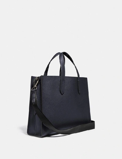 Shop Coach Charlie Brief With Signature Canvas Blocking In Midnight Navy/charcoal/black Copper