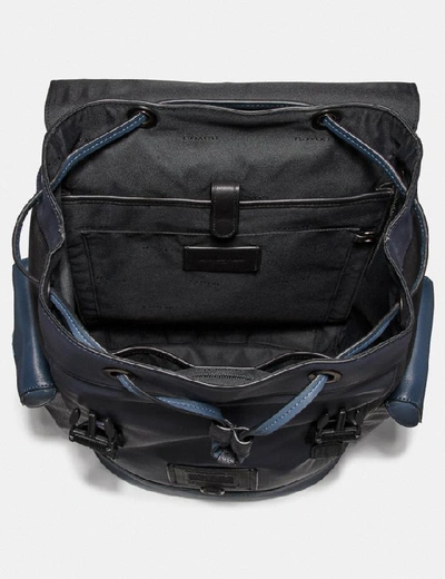 Shop Coach Rivington Backpack With Signature Canvas Blocking - Men's In Midnight Navy/charcoal/black Copper