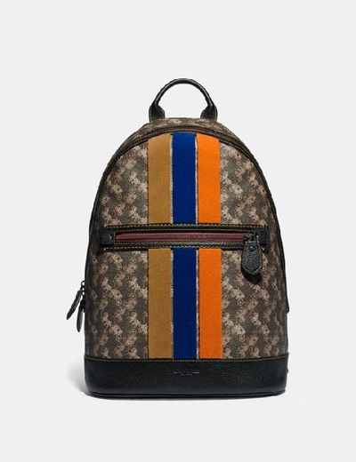 Shop Coach Barrow Backpack With Horse And Carriage Print And Varsity Stripe