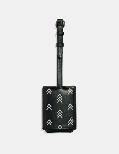 Shop Coach Luggage Tag With Line Arrow Print - Men's In Black/chalk