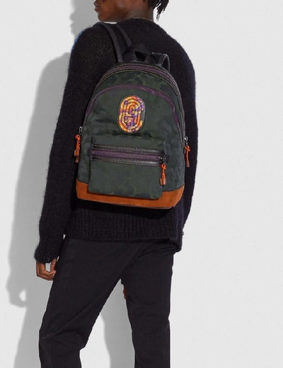Shop Coach Academy Backpack With Wild Beast Print And Kaffe Fassett Patch In Military Wild Beast/black Copper
