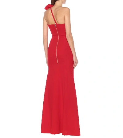 Shop Roland Mouret Gosford One-shoulder Wool-crêpe Gown In Red