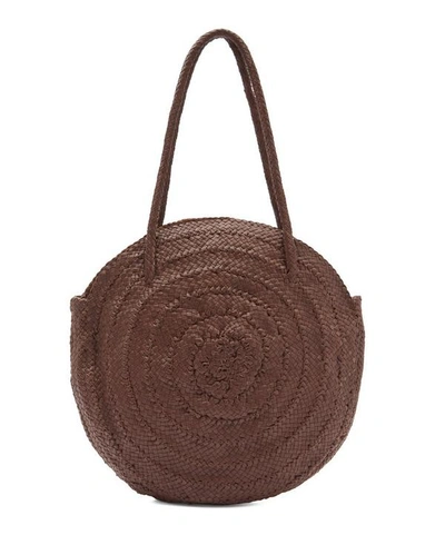 Shop Dragon Diffusion Woven Leather Circle Tote Bag