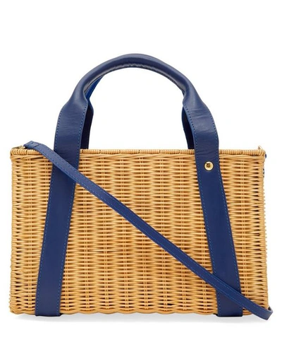 Shop Kayu Daisy Woven Wicker Tote Bag In Blue