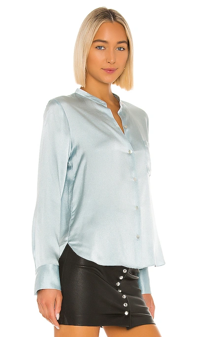 Shop Vince Fitted Band Collar Top In Sky Lark