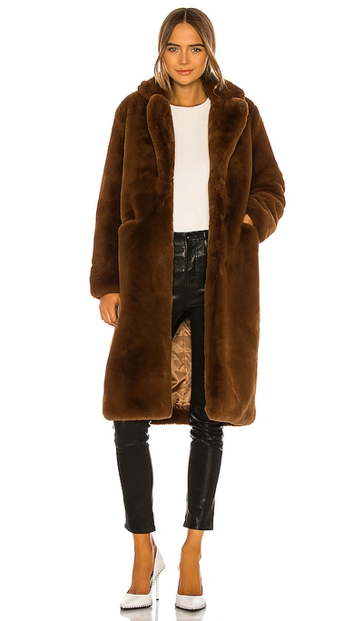 Shop Apparis Laure Faux Fur Coat In Chocolat