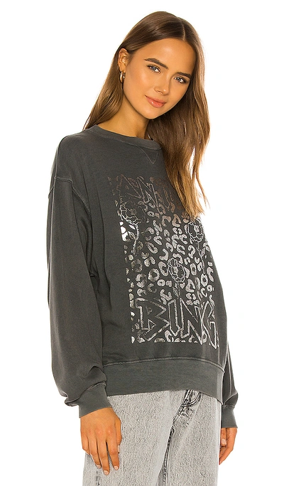 Shop Anine Bing Ramona Panther Sweatshirt In Charcoal