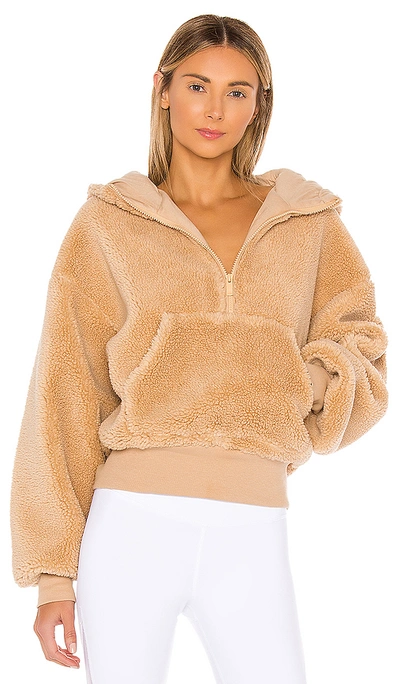 Shop Alo Yoga Streetside Half Zip Hoodie In Camel