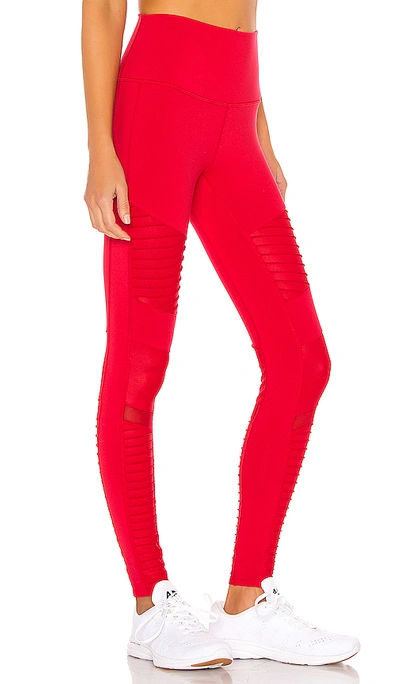 Shop Alo Yoga High Waist Moto Legging In Scarlet & Scarlet Glossy