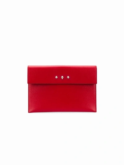 Shop Alexander Mcqueen Envelope Leather Pouch In Red