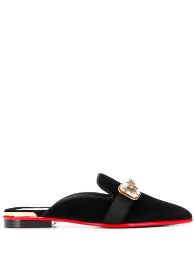 Shop Alexander Mcqueen Velvet Slippers In Black