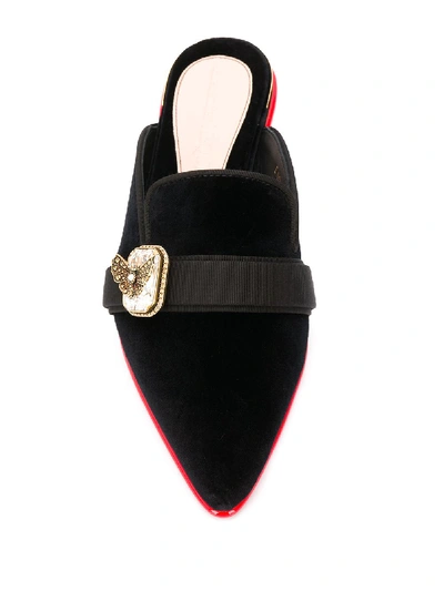 Shop Alexander Mcqueen Velvet Slippers In Black