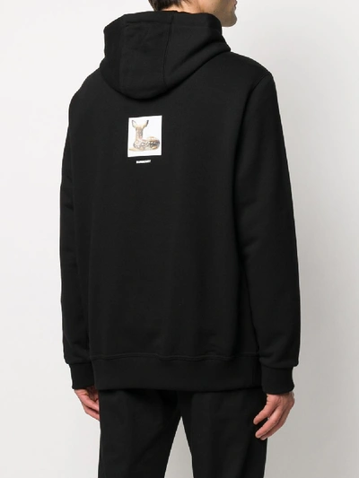 Shop Burberry Logo Cotton Hoodie In Black