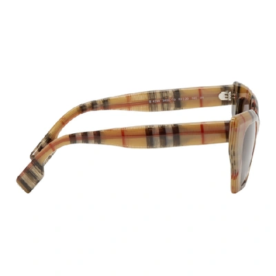 Shop Burberry Brown Acetate Check Butterfly Sunglasses In 383273trans