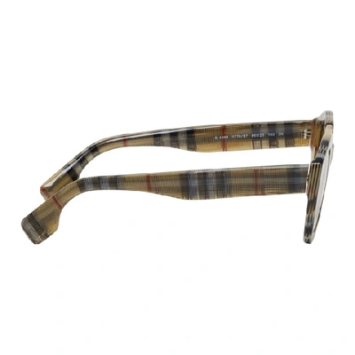 Shop Burberry Multicolor Vintage Check Geometric Frame Sunglasses In 377887 Vinc
