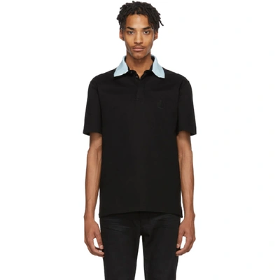 Shop Lanvin Black Grosgrain Polo In 10 Black