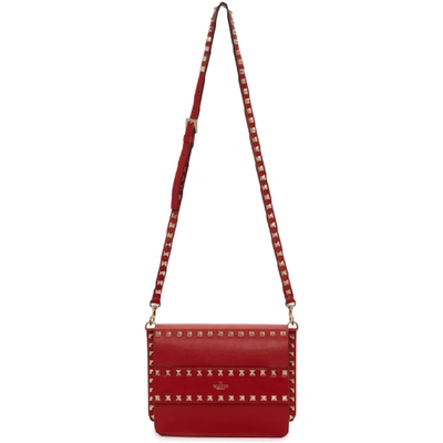 Shop Valentino Red  Garavani Small Rockstud Shoulder Bag In Ju5 Rouge P