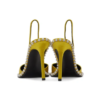 Shop Alexander Wang Yellow Satin Rina Crystal Heels In 720 Chartre