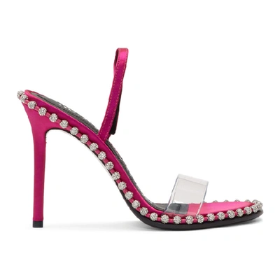 Shop Alexander Wang Pink Satin Nova Crystal Sandals In 675 Hot Pin