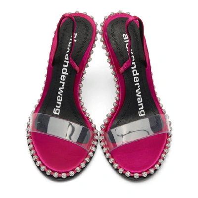Shop Alexander Wang Pink Satin Nova Crystal Sandals In 675 Hot Pin