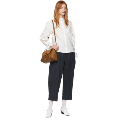 Shop See By Chloé See By Chloe White Poplin Floral Embroidery Blouse In 101 White