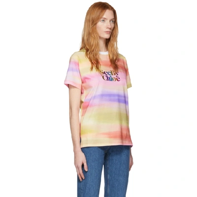 Shop See By Chloé See By Chloe Multicolor Rainbow Logo T-shirt In 9ca Multico